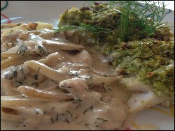 Fischfilet mit Brokkolikruste an Fenchel-Dill-Gemüse