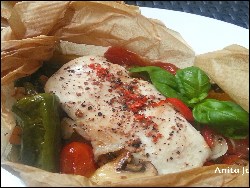 Gemüse Hähnchen in Papier