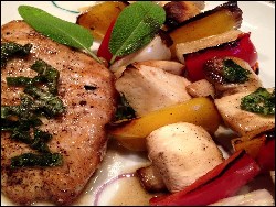 Hähnchen mit Gemüsespießen