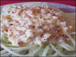 Kohlrabi Spaghetti mit Carbonara Sauce
